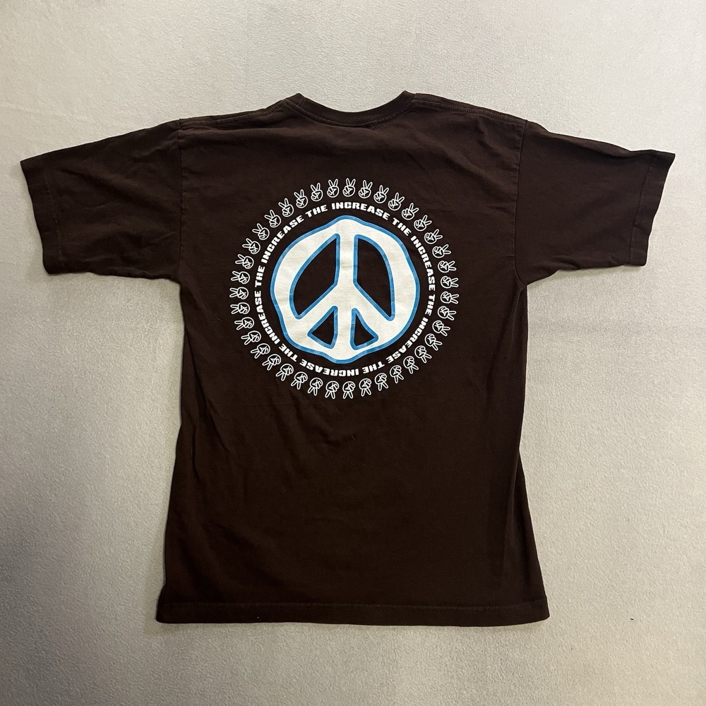 Ronin Division T-Shirt Men's Size Medium Brown Peace Sign Short Sleeve Graphic